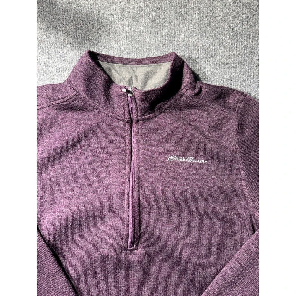 Eddie Bauer Mens Large Purple Quarter Zip Fleece Pullover Sweater EM31LK112P